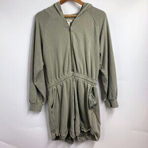 L*SPACE Women's Zip Up‎ Long Sleeve Cotton Hoodie Romper Size L